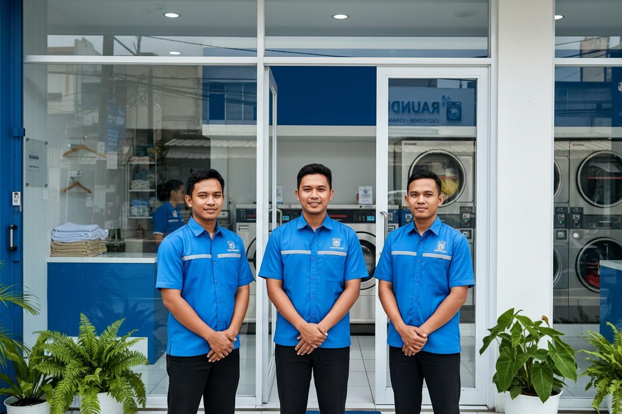Toko Rumah Laundry - Signboard, Interior & Team